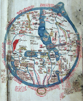 Rukopisná kruhová mapa světa z druhé poloviny 15. století